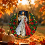 Manus Benedicens IV Glass Suncatcher - Catholic Suncatcher, hanging display