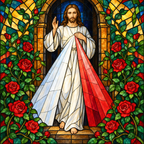 Manus Benedicens IV Glass Suncatcher - Catholic Suncatcher, scale reference