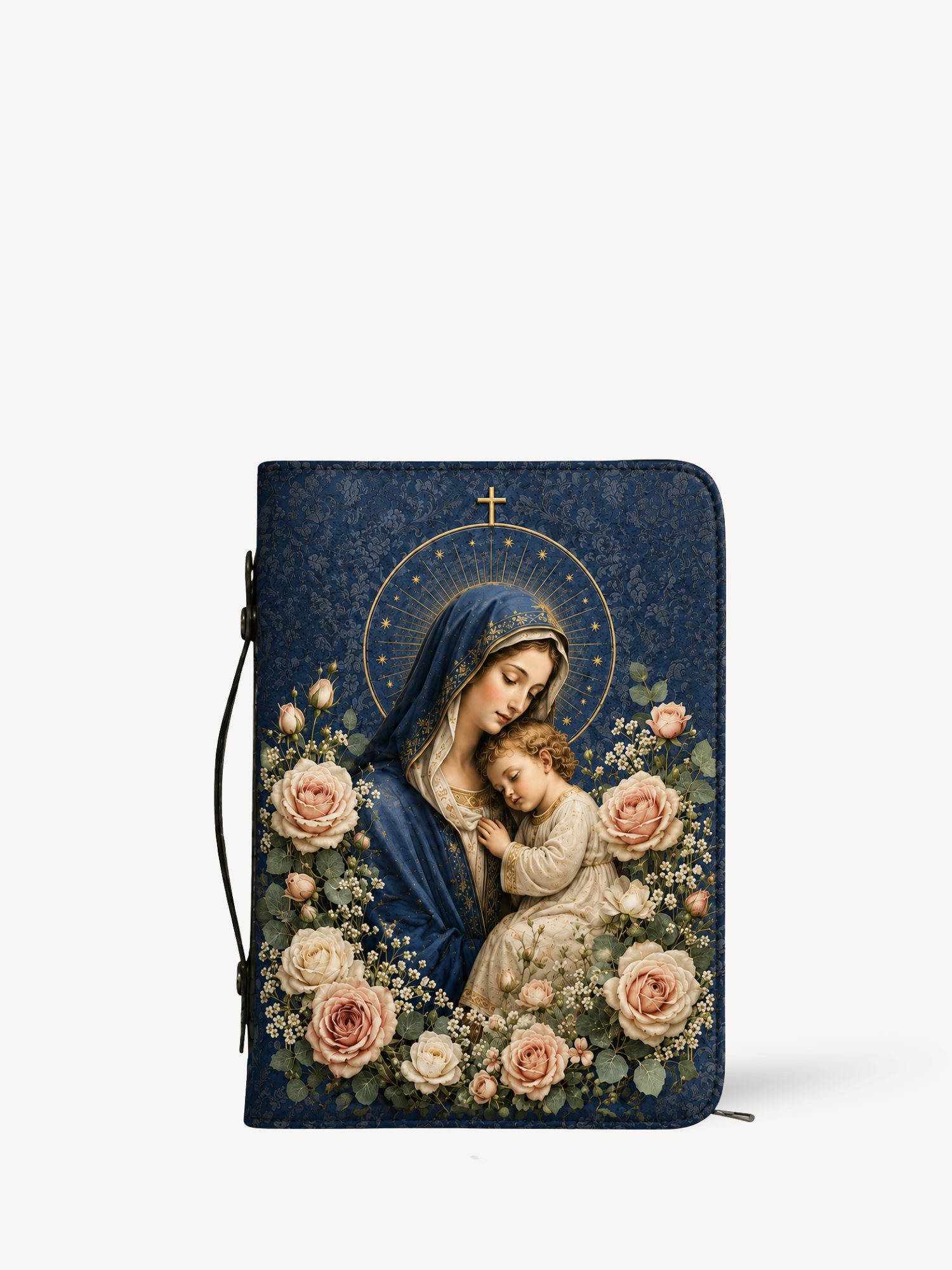 "Marian Rose Embrace" Bible Cover - Catholic Bible Cover, Front View