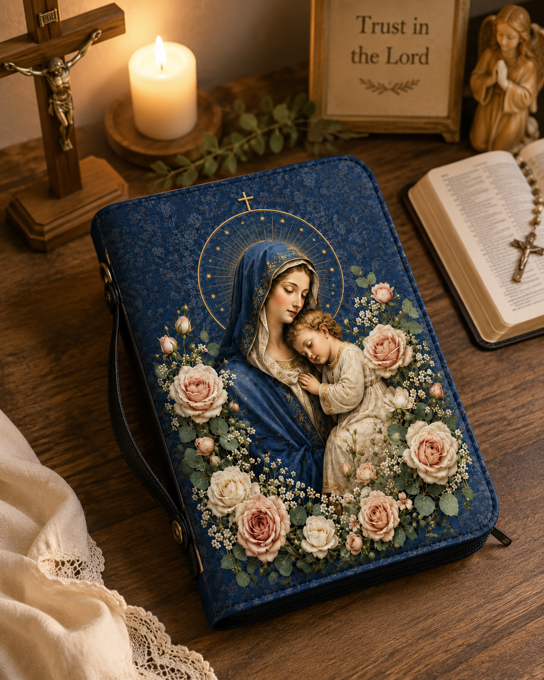 "Marian Rose Embrace" Bible Cover - Catholic Bible Cover, View 3