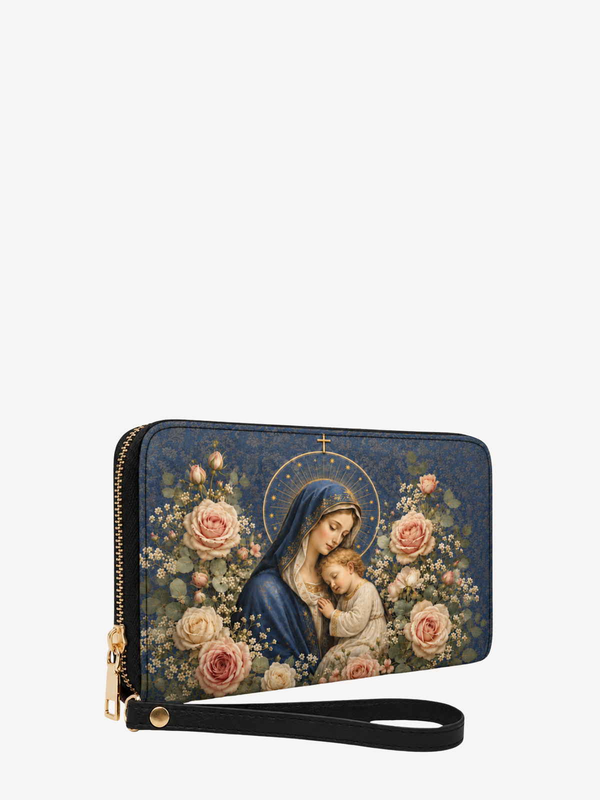 Marian Rose Embrace PU Leather Wallet - Christian Wallet, close-up of the print