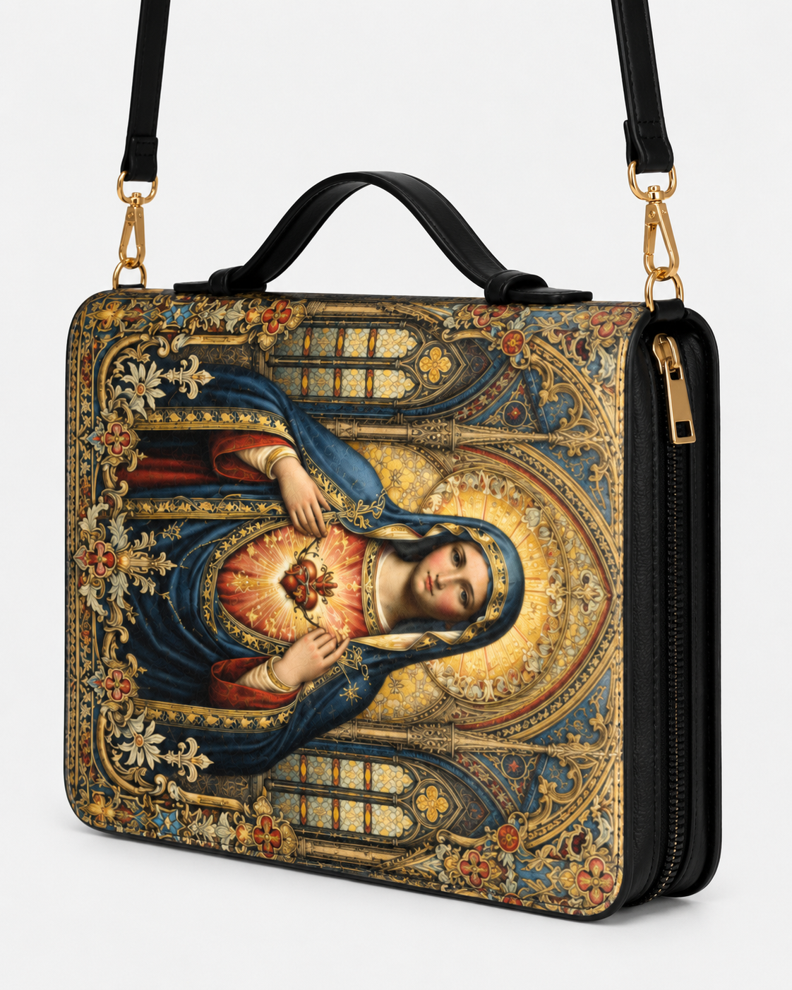 Mater Amoris Bible Cover - Leather Bible Cover, styled in the home