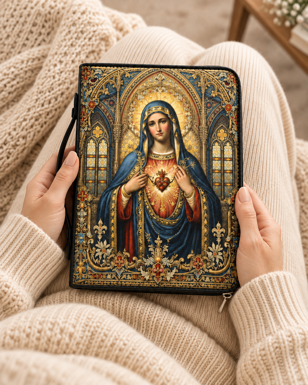 Mater Amoris Bible Cover - Leather Bible Cover, hanging display