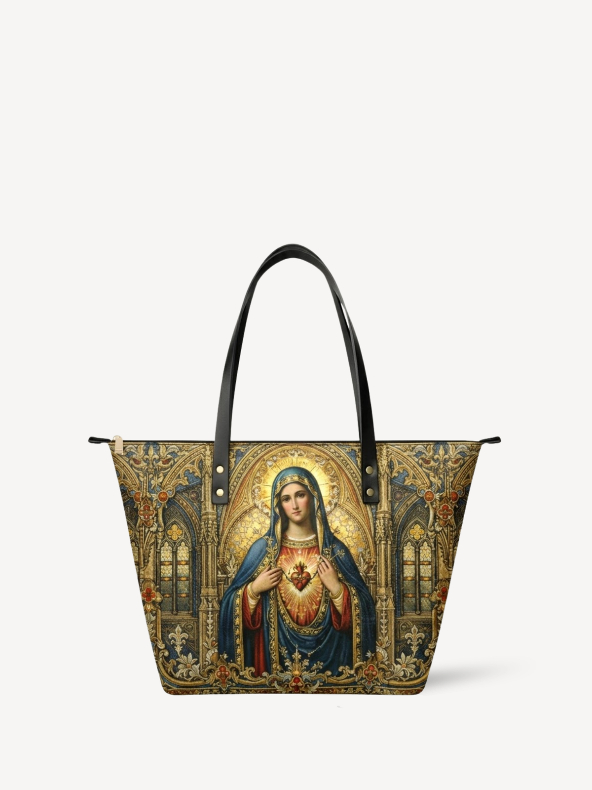 Mater Amoris PU Leather Tote Bag - Christian Tote Bag, front view