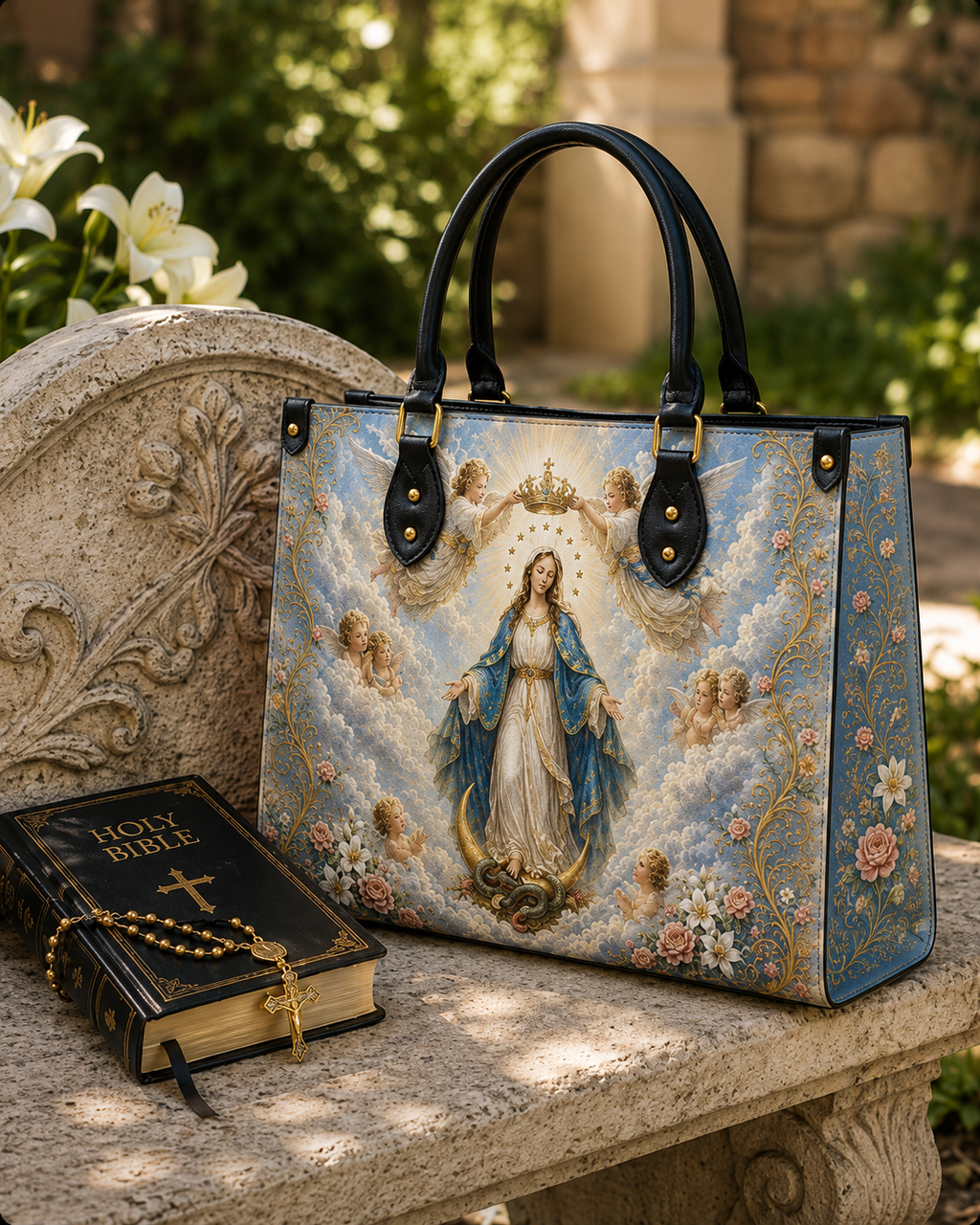 "Mater Caeli" Leather Handbag - Catholic Leather Handbag, View 2