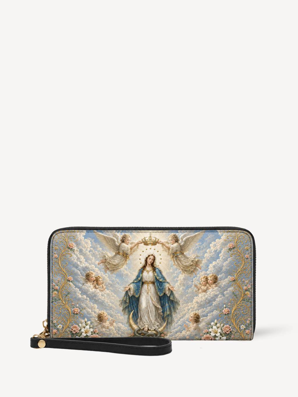 "Mater Caeli" Leather Wallet - Catholic Leather Wallet, Front View