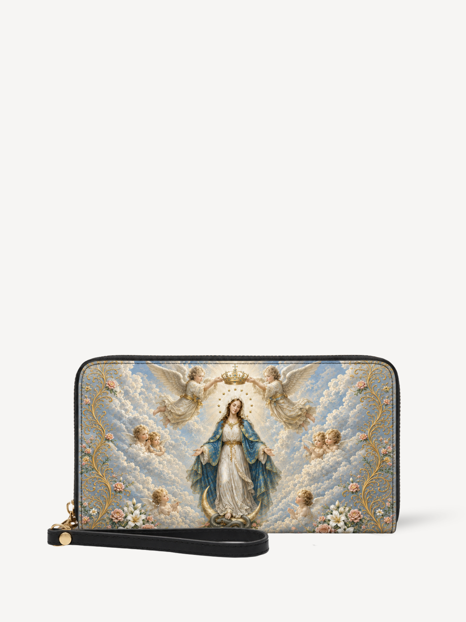 "Mater Caeli" Leather Wallet - Catholic Leather Wallet, Front View