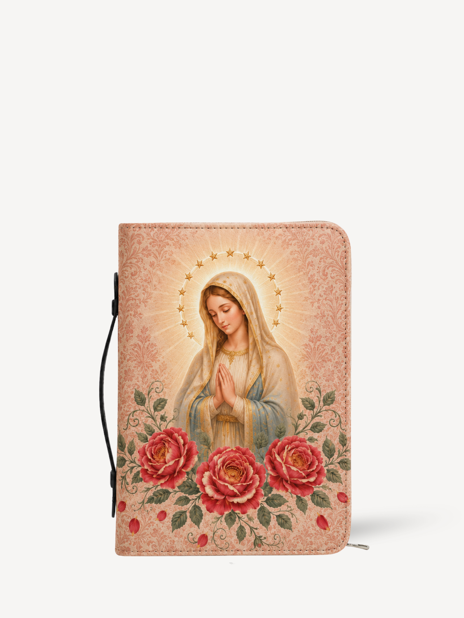 "Mater de las Rosas" Bible Cover - Catholic Bible Cover, Front View