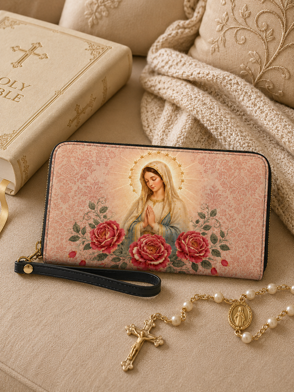 "Mater de las Rosas" Leather Wallet - Catholic Leather Wallet, View 6