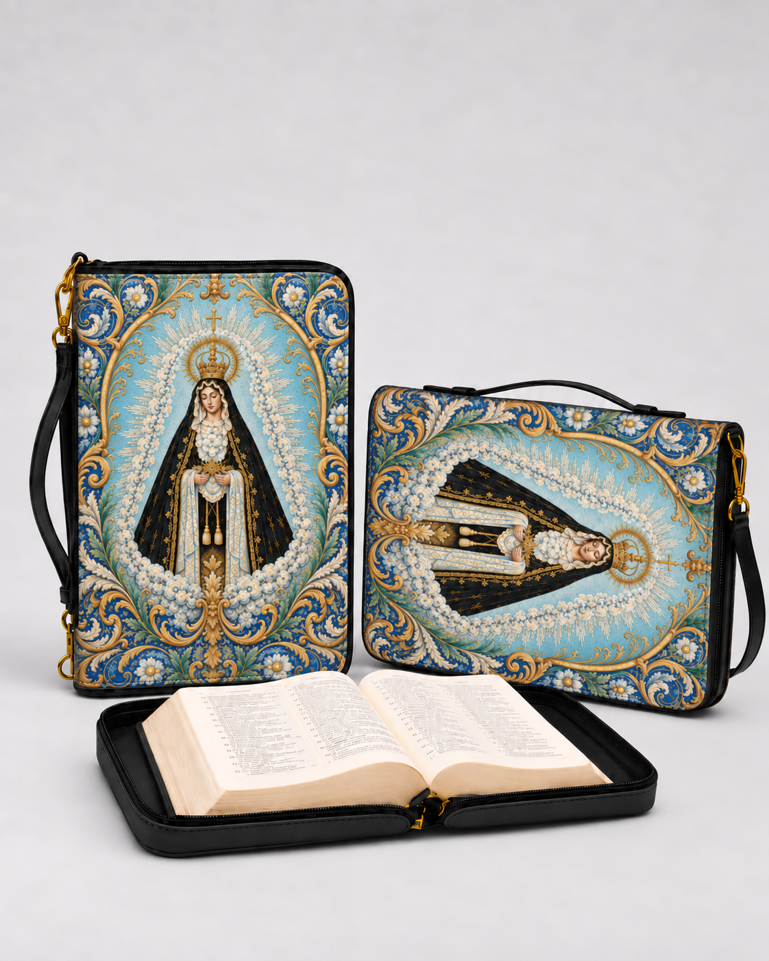 Mater Dolorosa Bible Cover - Leather Bible Cover, detail view