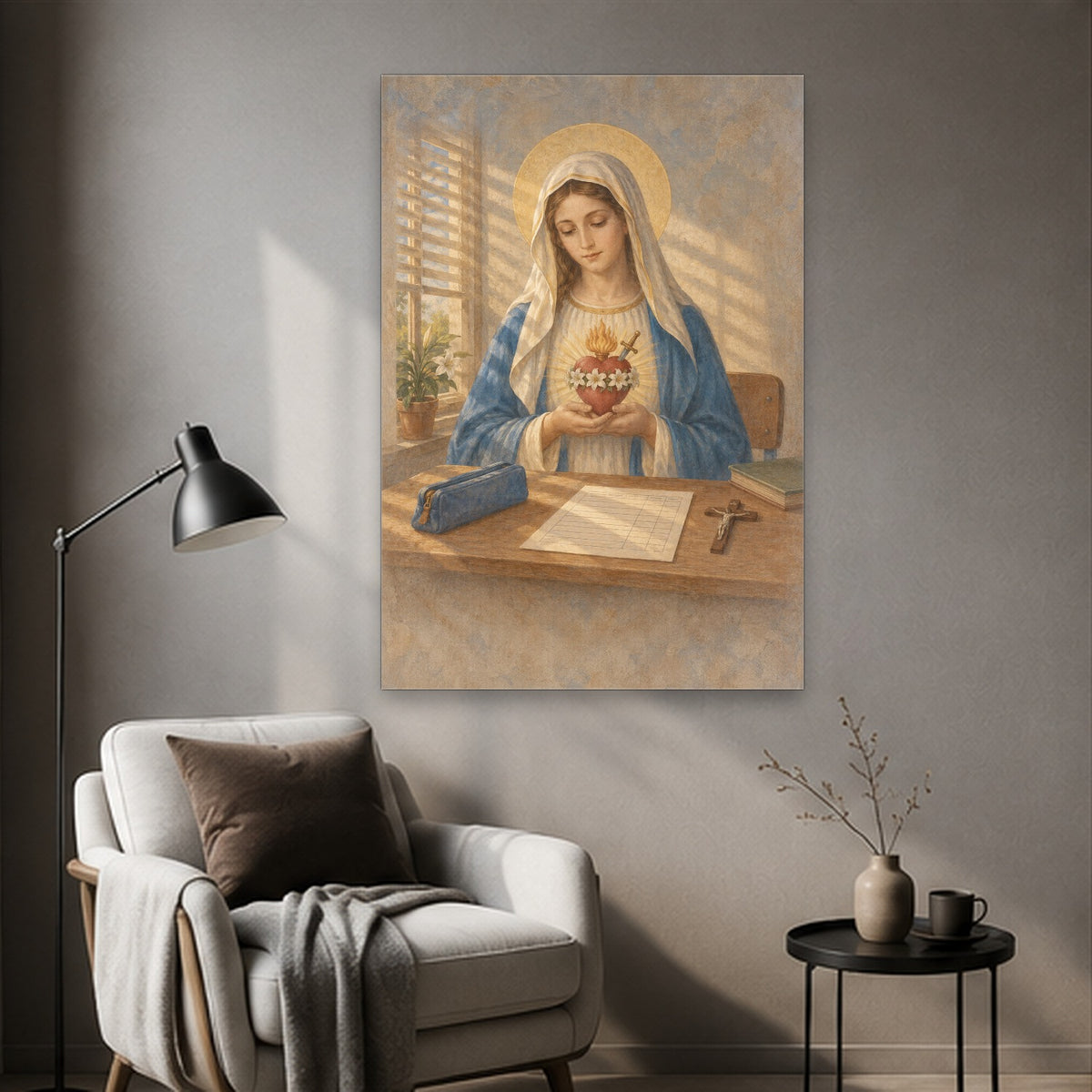Mater Dolorosa Canvas Wall Art - Catholic Wall Art, styled in the home