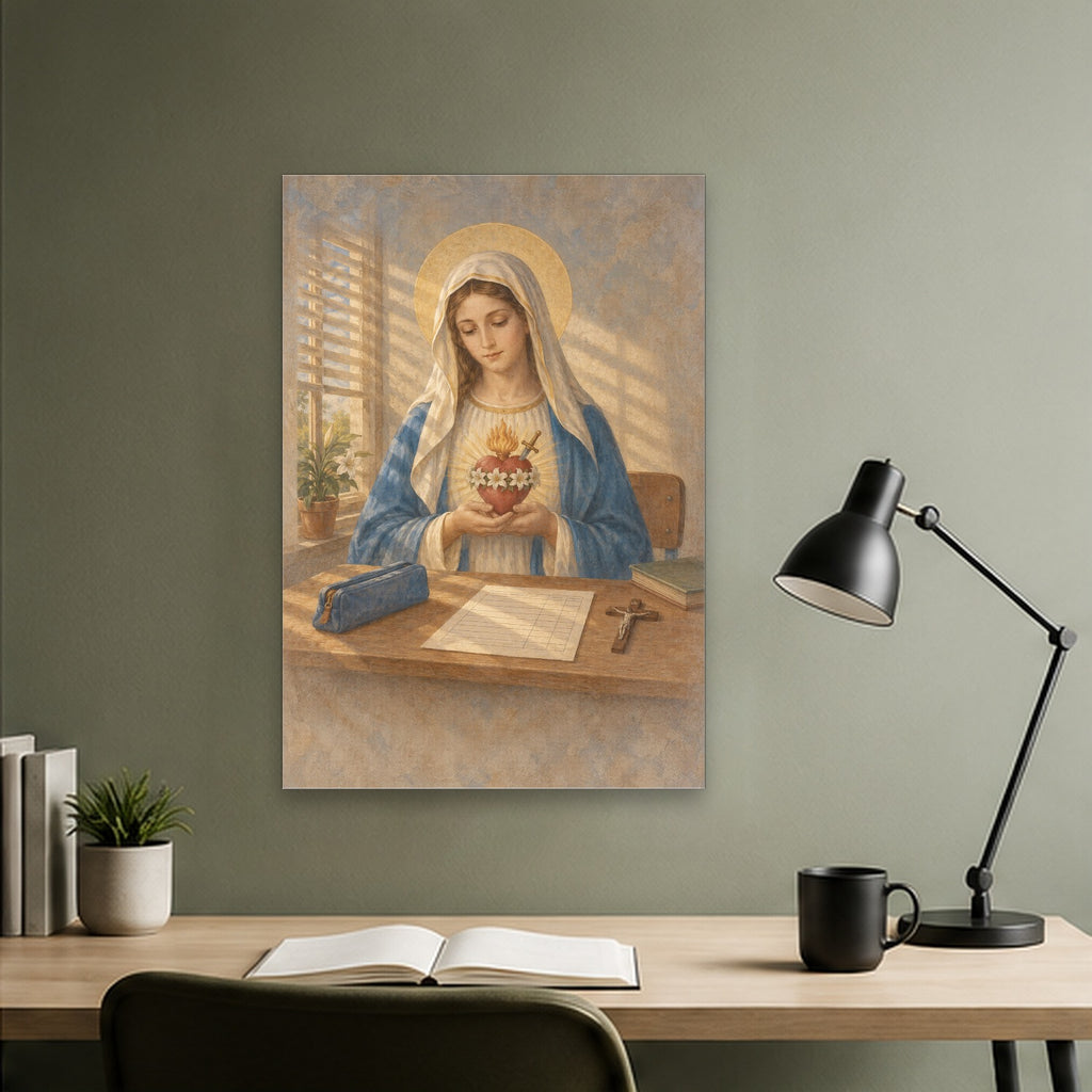 Mater Dolorosa Canvas Wall Art - Catholic Wall Art, close-up of the print