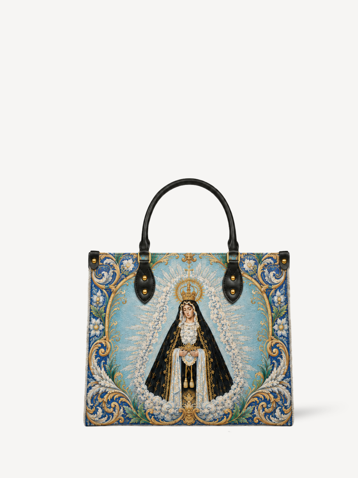 Mater Dolorosa Leather Handbag - Christian Handbag, front view