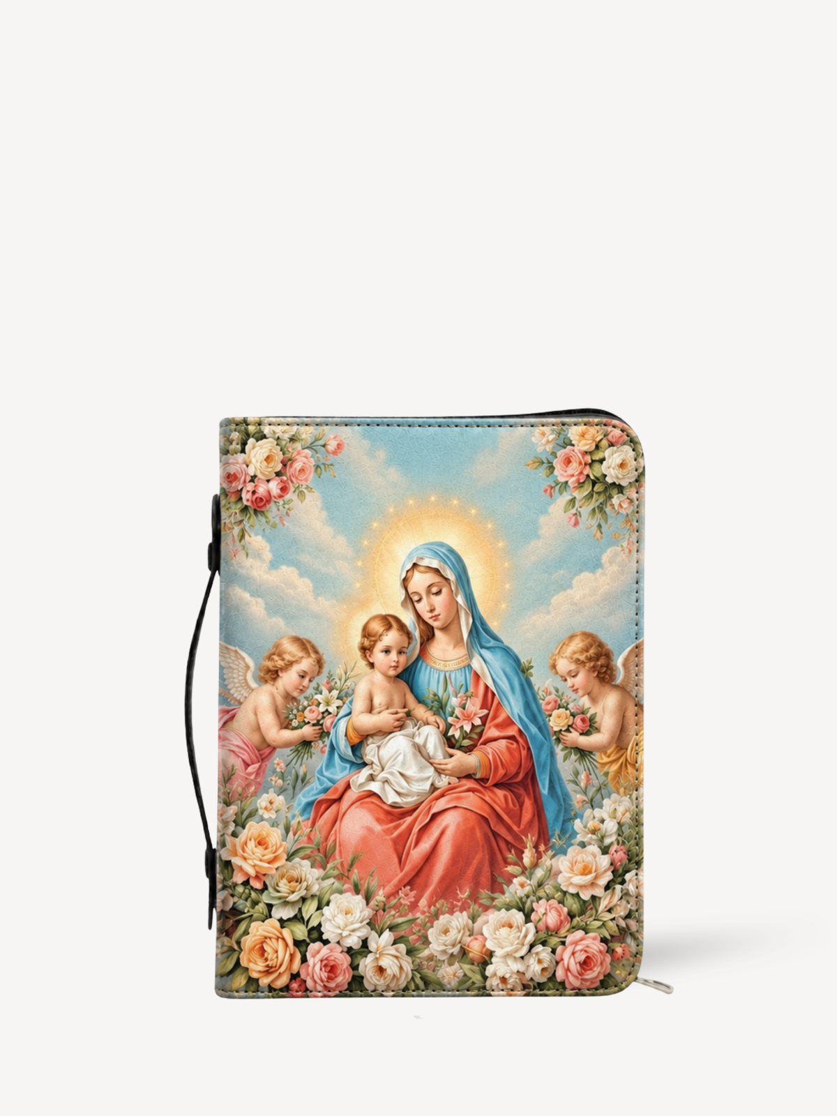 Mater Gratiae Bible Cover - Leather Bible Cover, front view