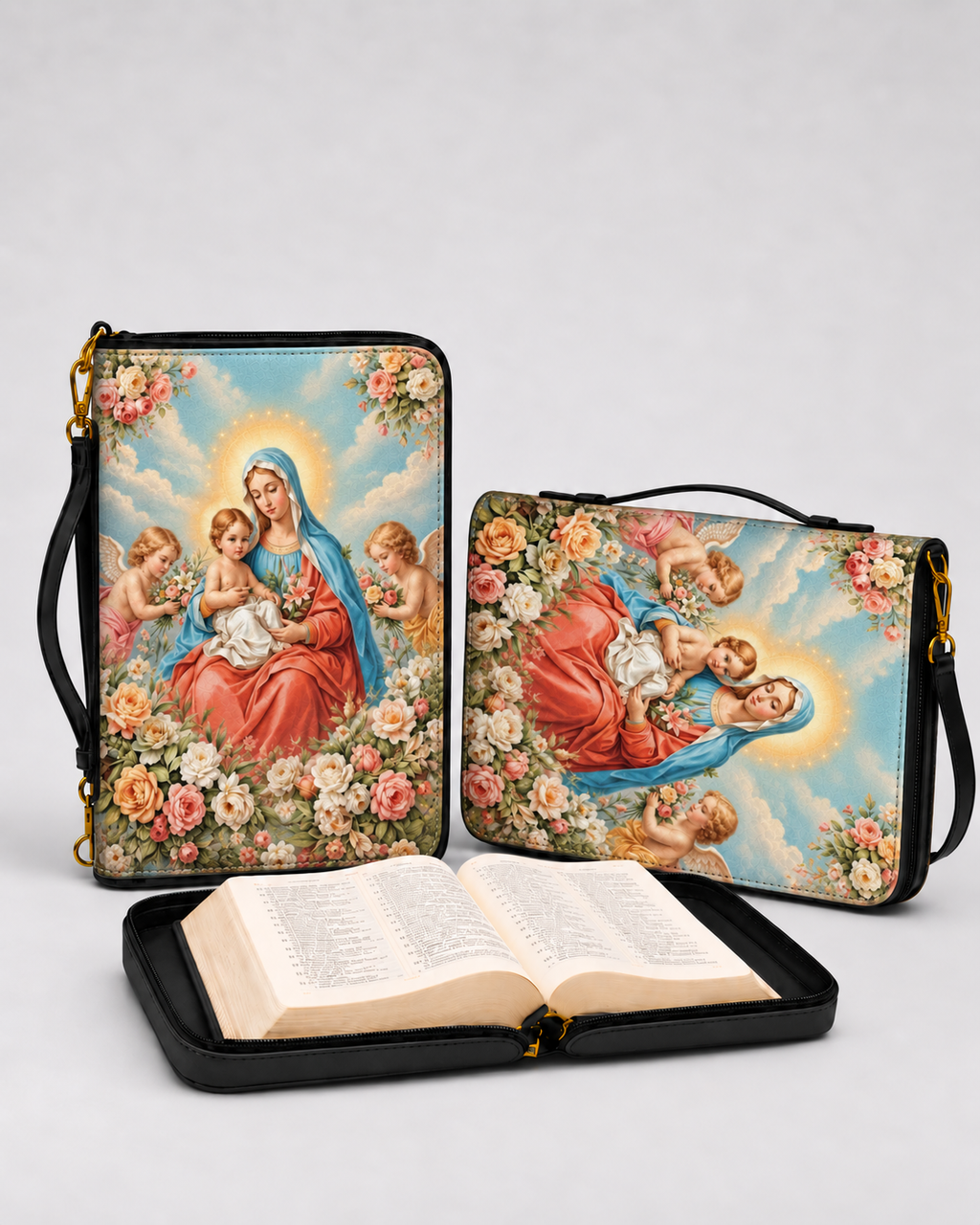 Mater Gratiae Bible Cover - Leather Bible Cover, detail view