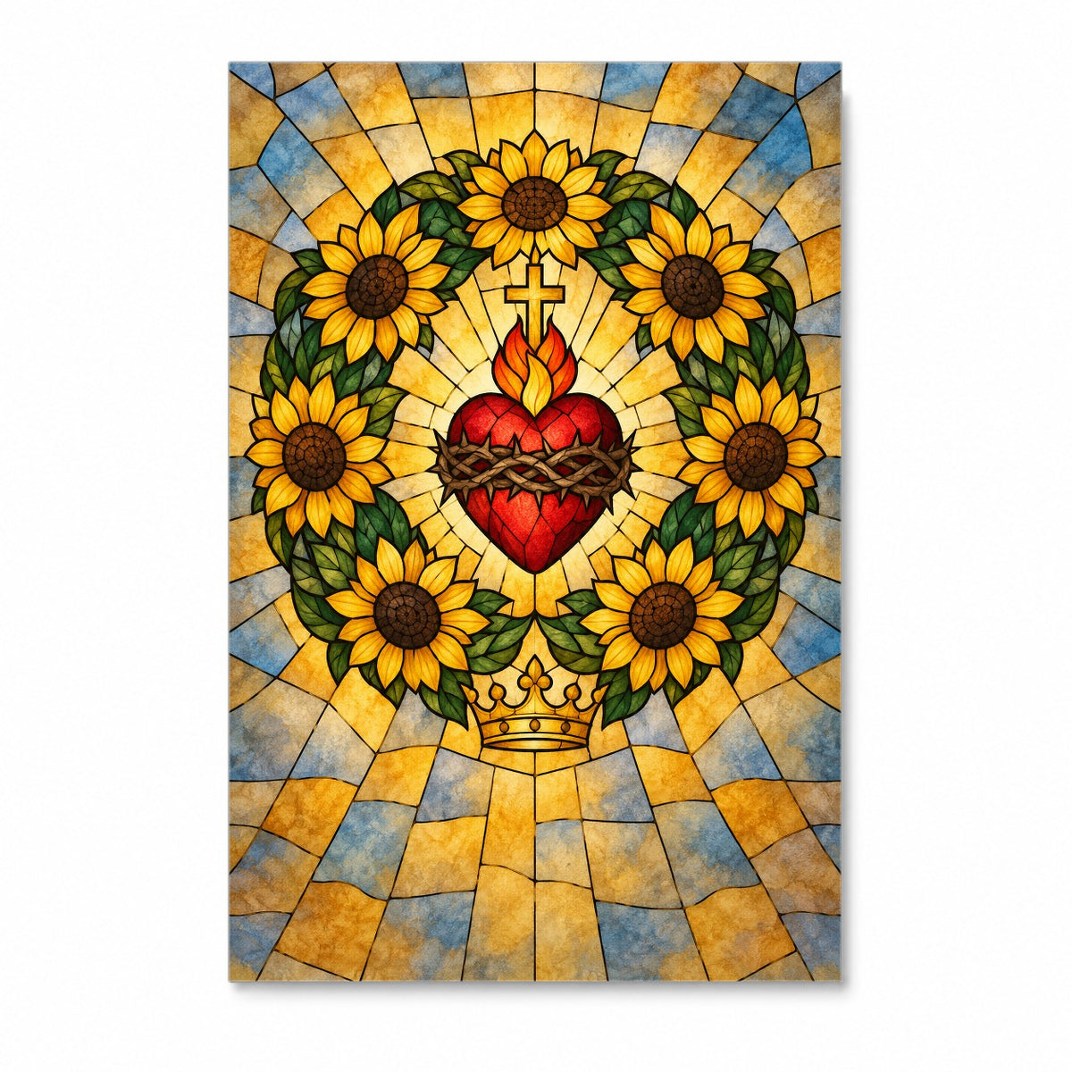 Meek and Humble of Heart in Stained Glass Canvas Wall Art - Catholic Wall Art, front view