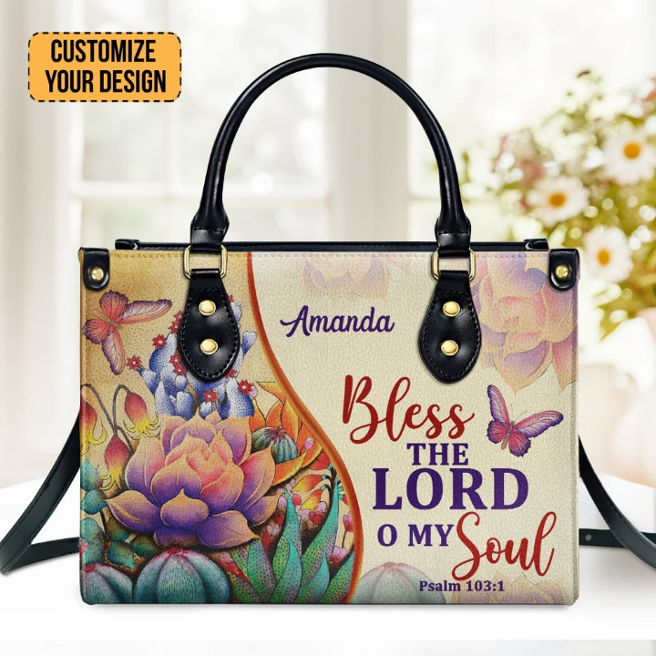 Bless Inspirational Quote - Customized Leather Handbag