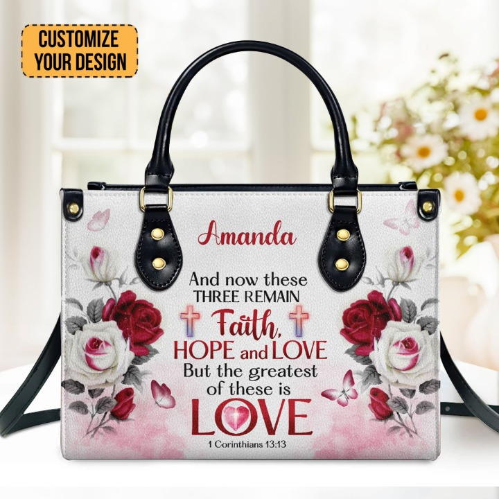 Faith, Hope And Love Corinthians Customized Leather Handbag