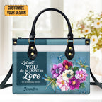 Corinthians Green Let All That You Do Be Done In Love Customized Leather Handbag