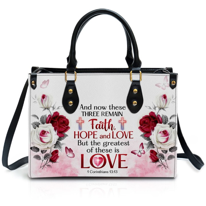 Faith, Hope And Love Corinthians Customized Leather Handbag