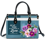 Corinthians Green Let All That You Do Be Done In Love Customized Leather Handbag