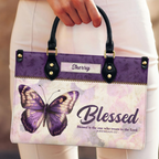 Blessed Is The One Who Trusts In The Lord Butterflies Customized Leather Handbag