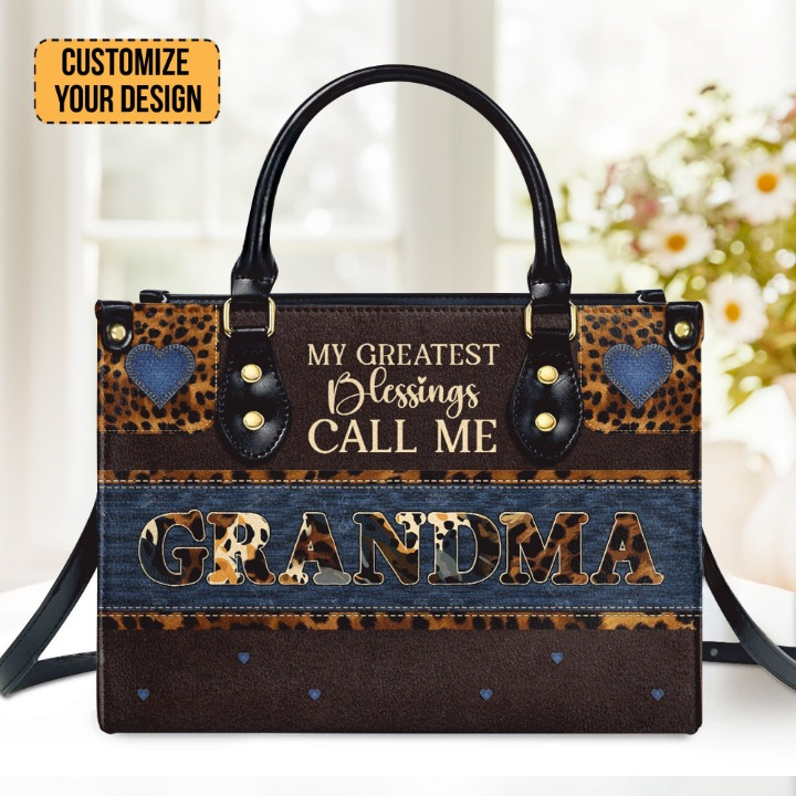 My Greatest Blessings Call Me Grandma/Nana Customized Leather Handbag