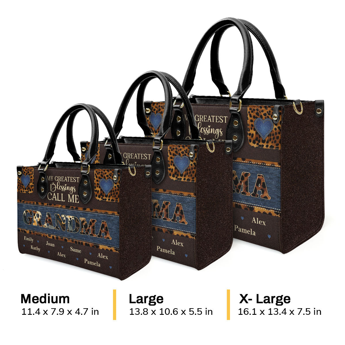 My Greatest Blessings Call Me Grandma/Nana - Personalized Leather Handbag - Gift For Mom, Grandma - AT4080918