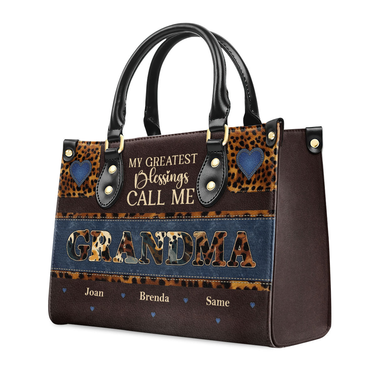 My Greatest Blessings Call Me Grandma/Nana - Personalized Leather Handbag - Gift For Mom, Grandma - AT4080918