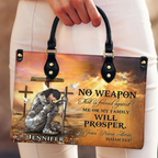 No Weapon Formed Against Us Shall Prosper Isaiah 54:17 Customized Leather Handbag