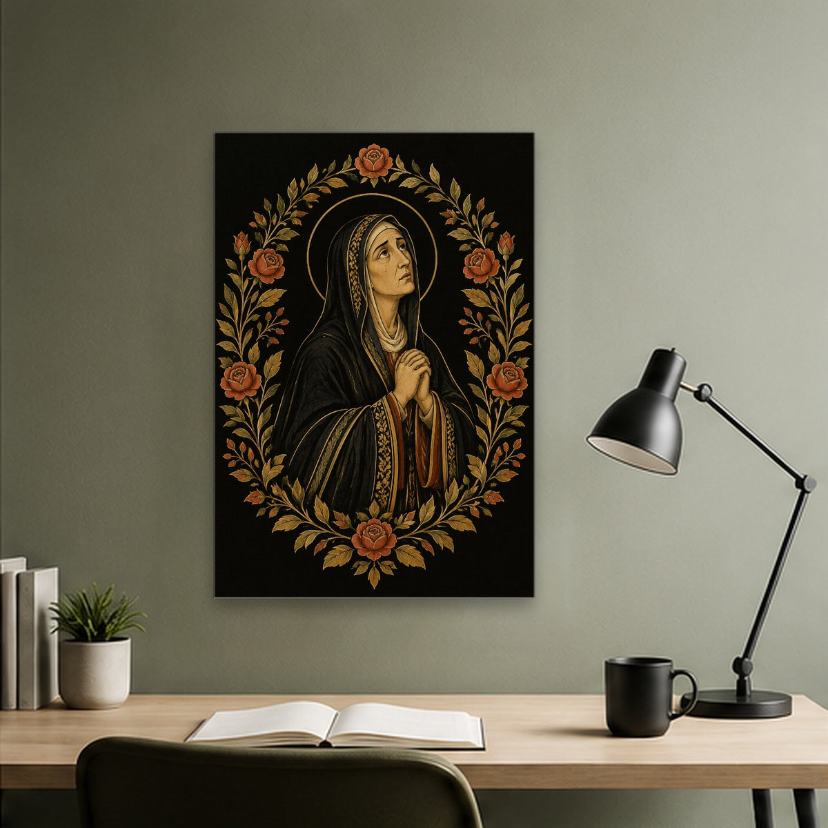 Monica Orans Canvas Wall Art - Catholic Wall Art, close-up of the print
