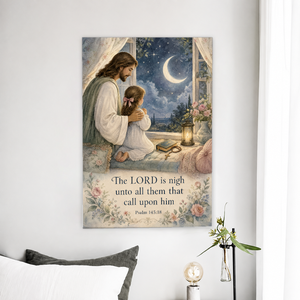 Moonlit Window Prayer Canvas Wall Art - Christian Wall Art, front view