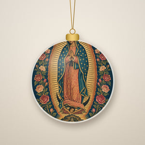 Morenita Aurea V Ceramic Ornament - Catholic Christmas Ornament, front view