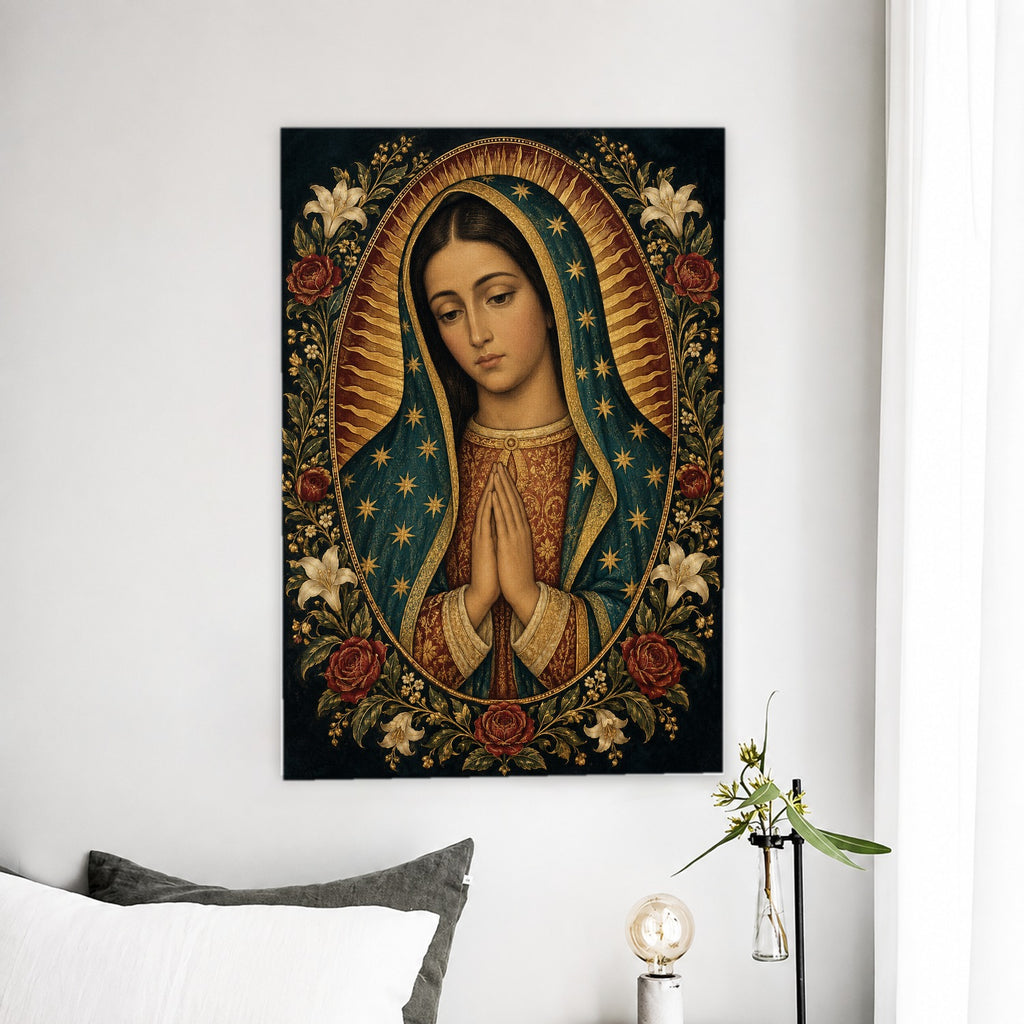 Morenita Aurea VI Canvas Wall Art - Catholic Wall Art, detail view