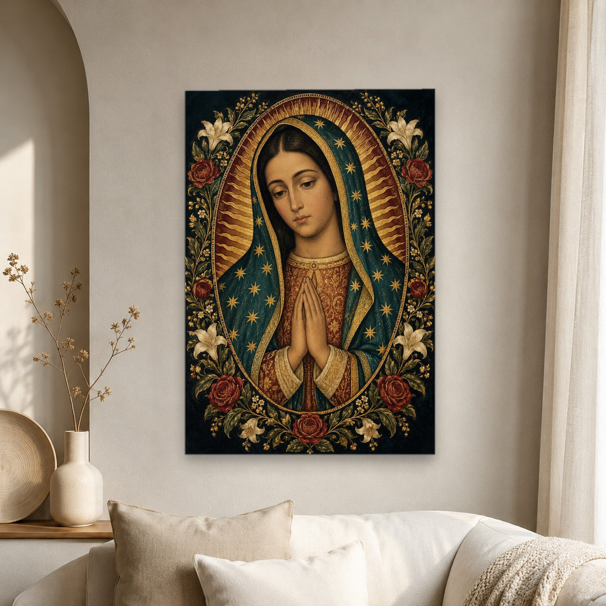 Morenita Aurea VI Canvas Wall Art - Catholic Wall Art, scale reference