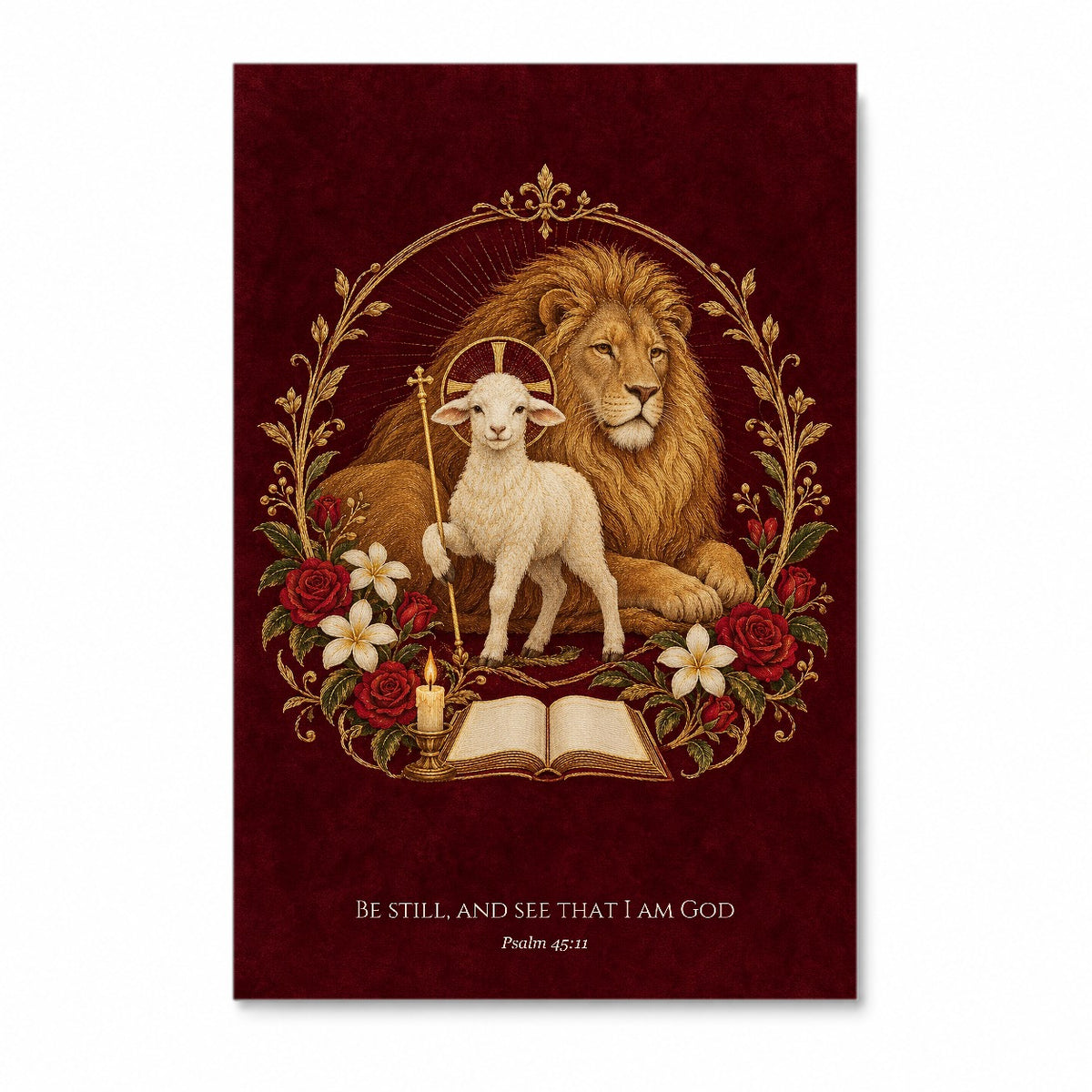 Morning Offering – Gold Leaf Style Canvas Wall Art - Catholic Wall Art, front view
