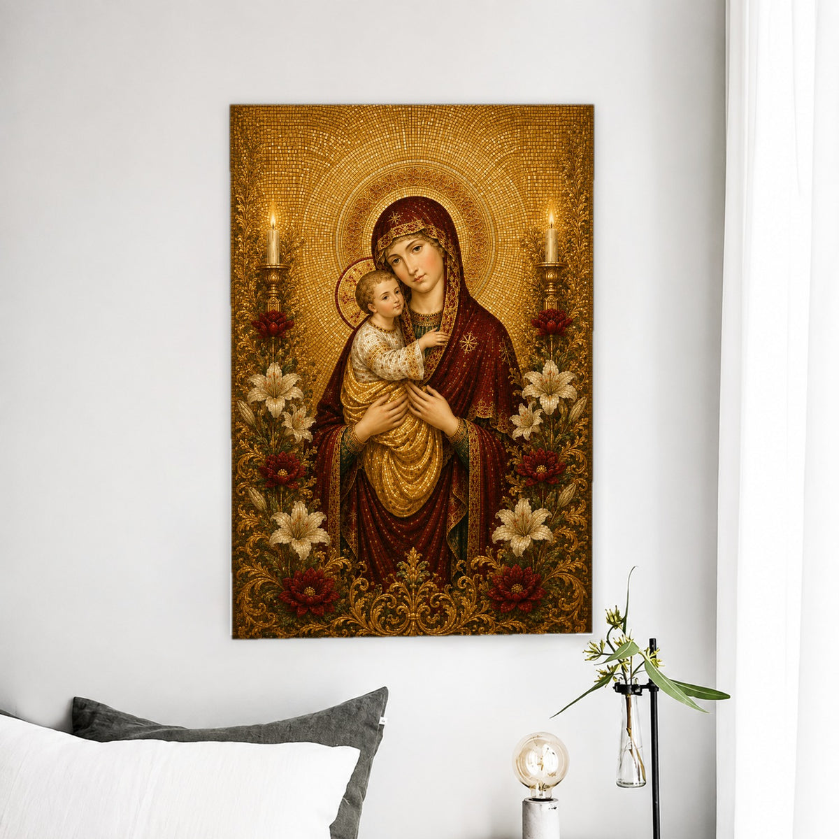 Mother of Divine Grace Canvas Wall Art - Catholic Wall Art, detail view