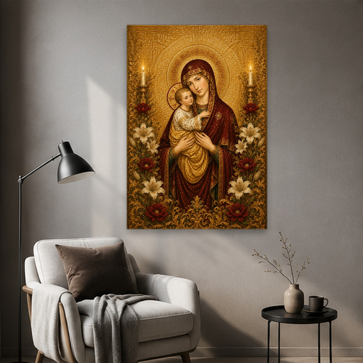 Mother of Divine Grace Canvas Wall Art - Catholic Wall Art, styled in the home