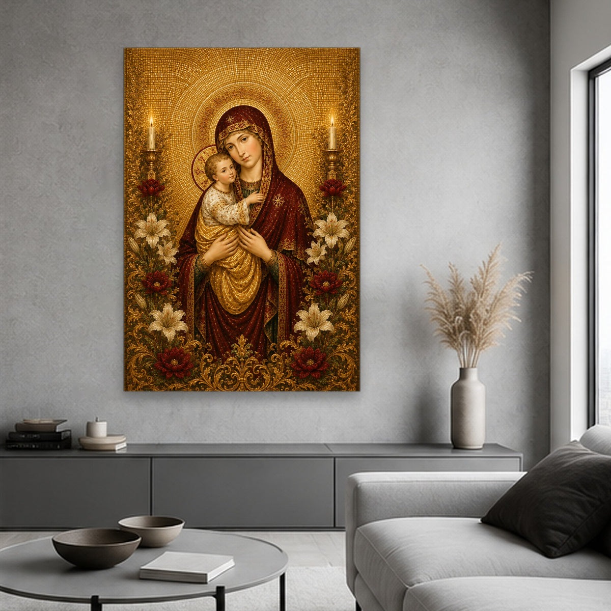 Mother of Divine Grace Canvas Wall Art - Catholic Wall Art, hanging display