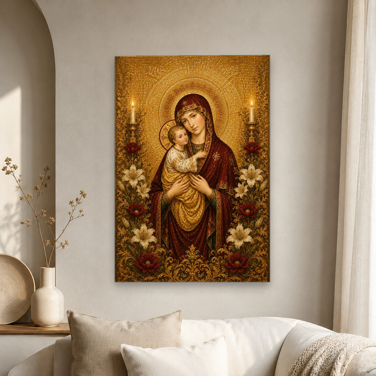 Mother of Divine Grace Canvas Wall Art - Catholic Wall Art, scale reference