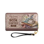 My Escape A Good Book And Coffee HHRZ15099841TH Zip Around Leather Wallet