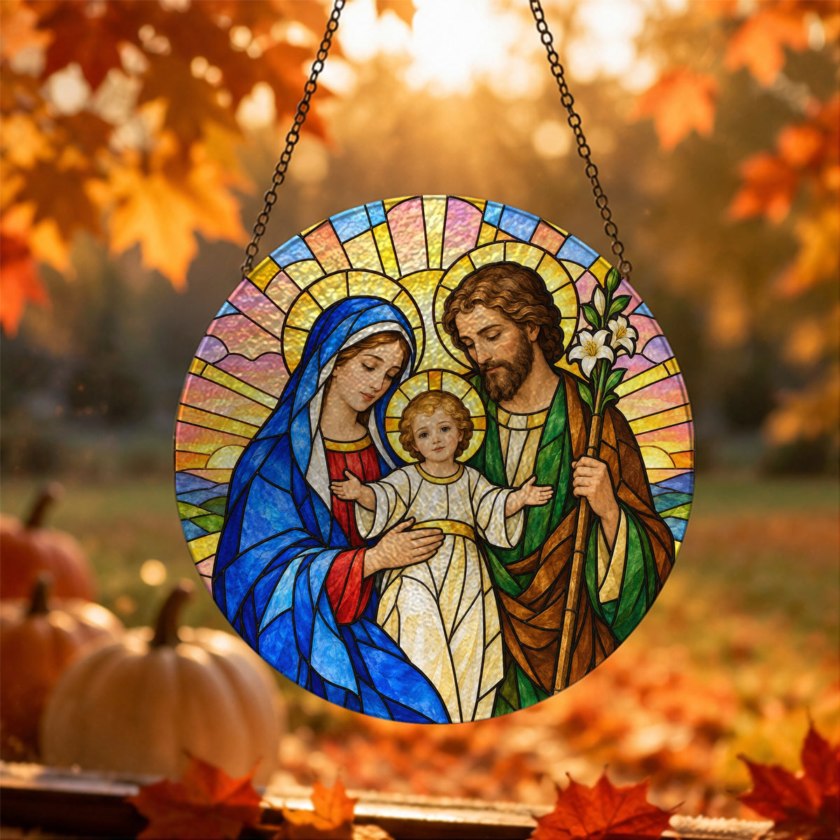 Nazareth Pax II Glass Suncatcher - Catholic Suncatcher, hanging display