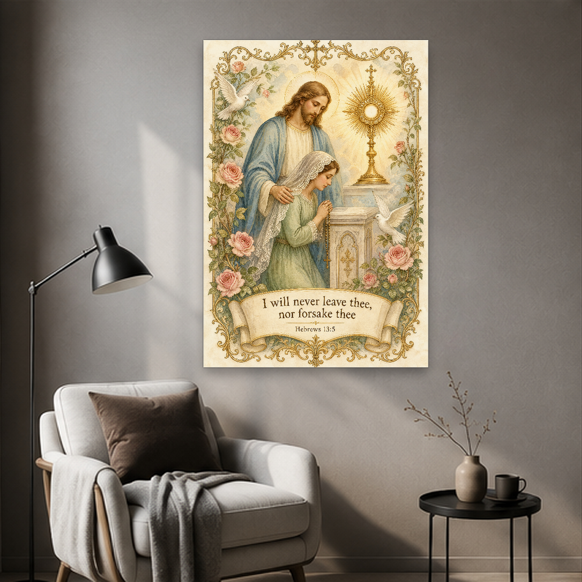 Never Alone at Adoration Canvas Wall Art - Christian Wall Art, detail view