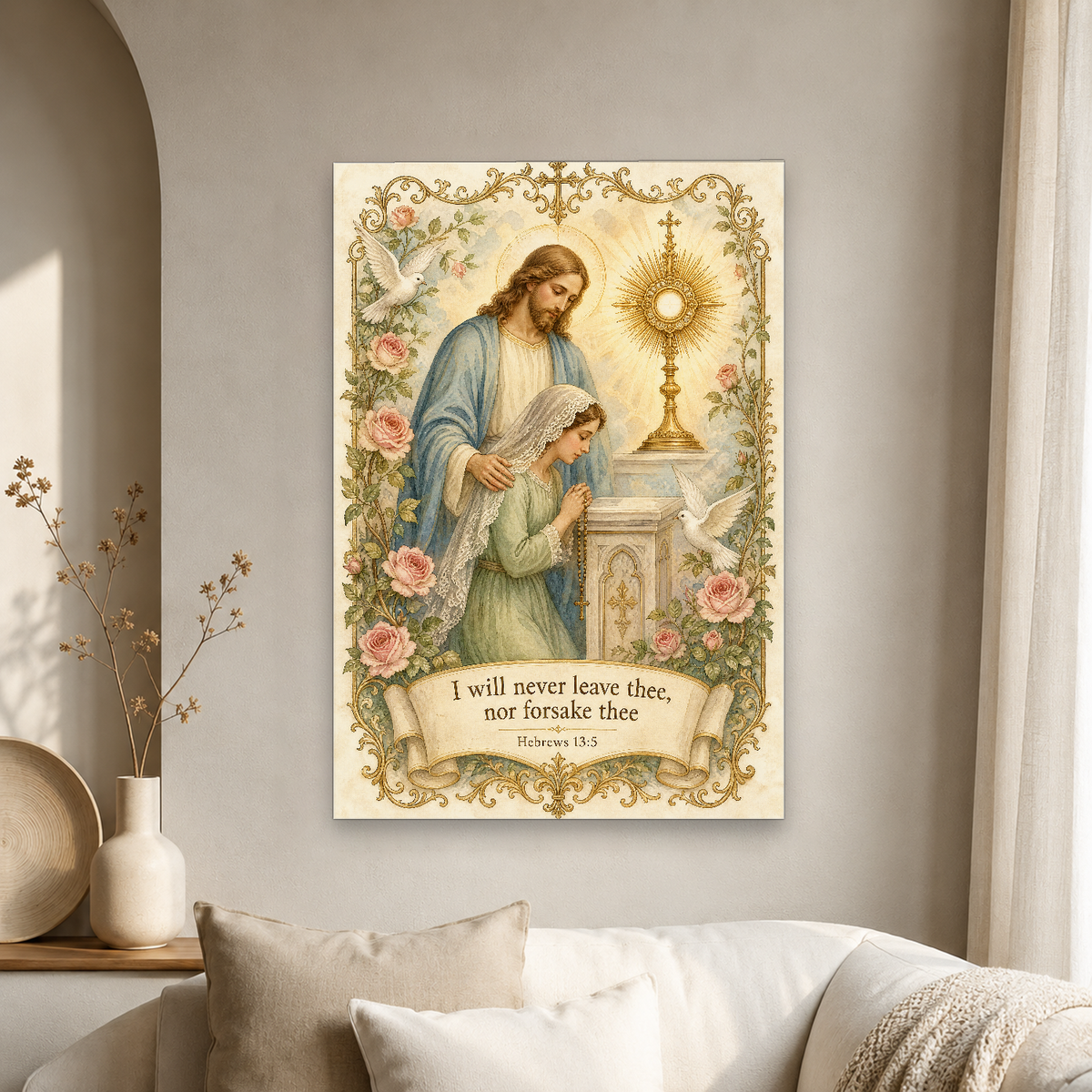 Never Alone at Adoration Canvas Wall Art - Christian Wall Art, gift presentation