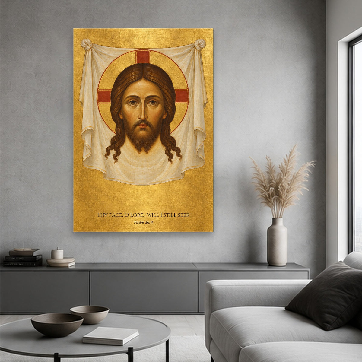 Not Made by Hands Canvas Wall Art - Catholic Wall Art, hanging display