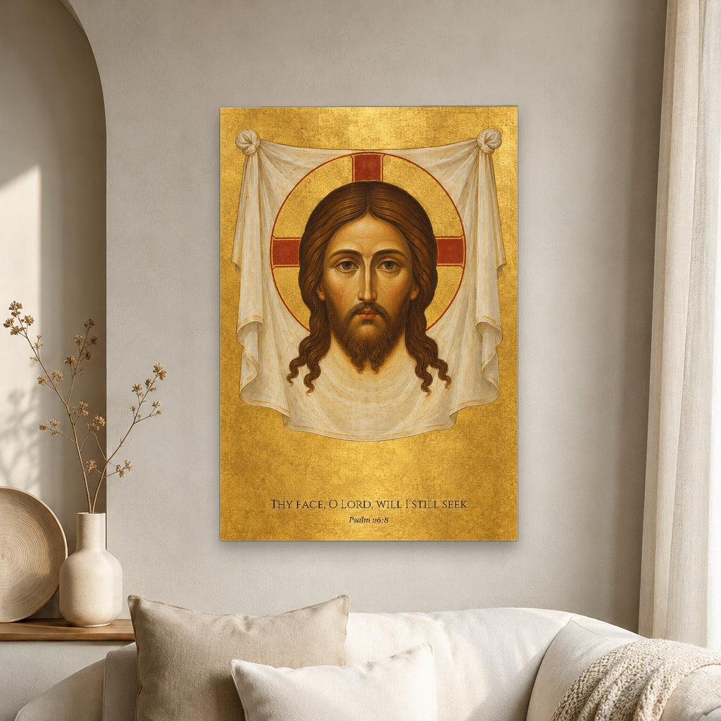 Not Made by Hands Canvas Wall Art - Catholic Wall Art, scale reference