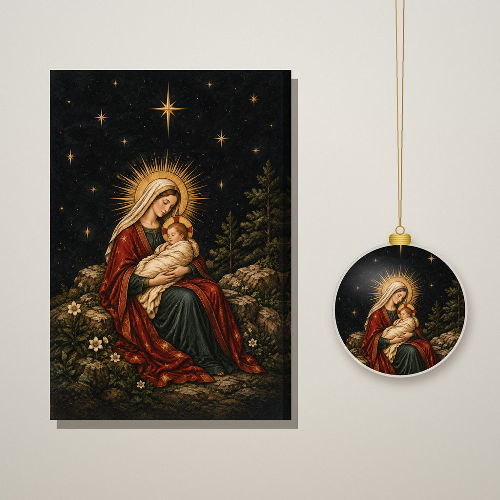 Nox Stellata Ceramic Ornament - Catholic Christmas Ornament, styled in the home