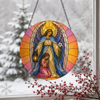 Nuntius Lucis Glass Suncatcher - Catholic Suncatcher, detail view