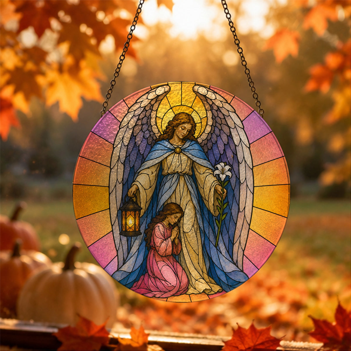 Nuntius Lucis Glass Suncatcher - Catholic Suncatcher, hanging display