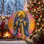Nuntius Lucis Glass Suncatcher - Catholic Suncatcher, close-up of the print